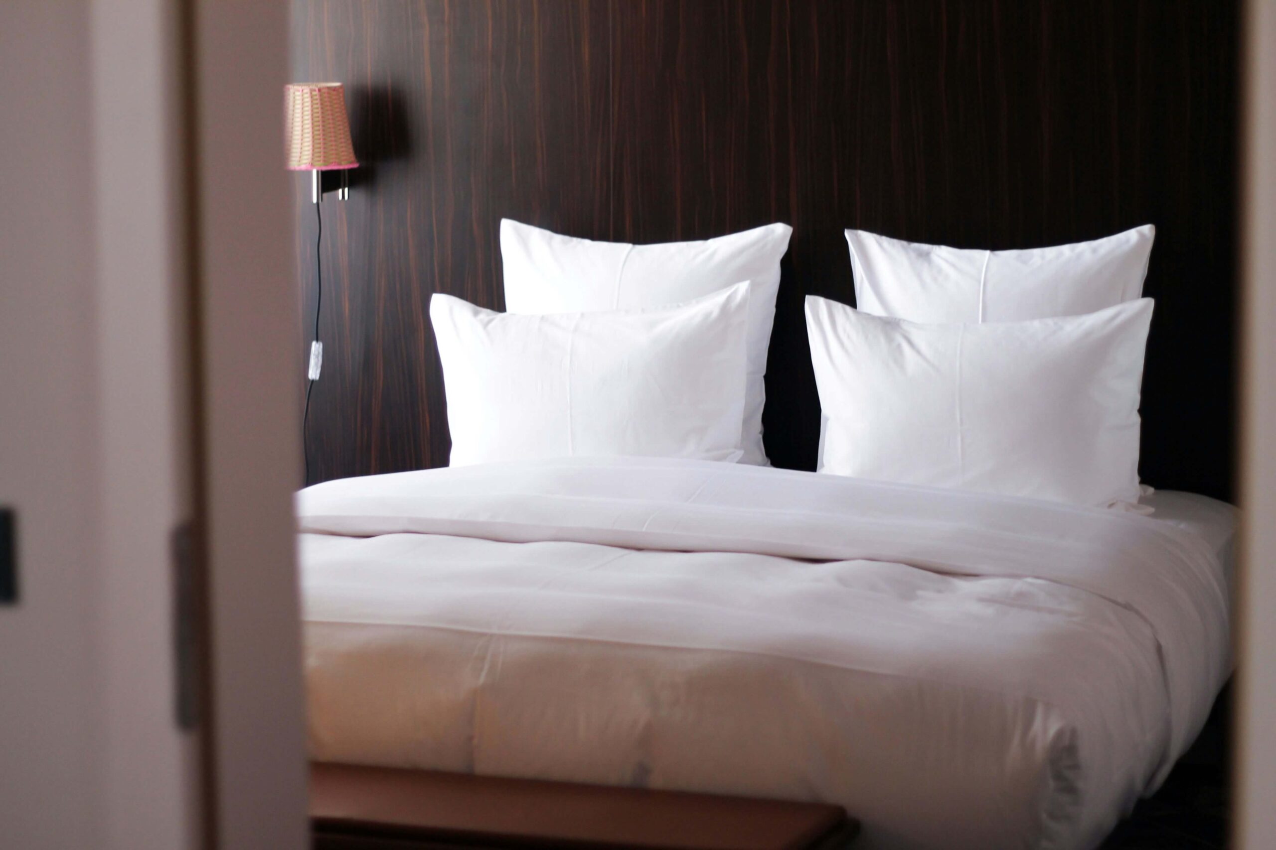 a double bed in a hotel room