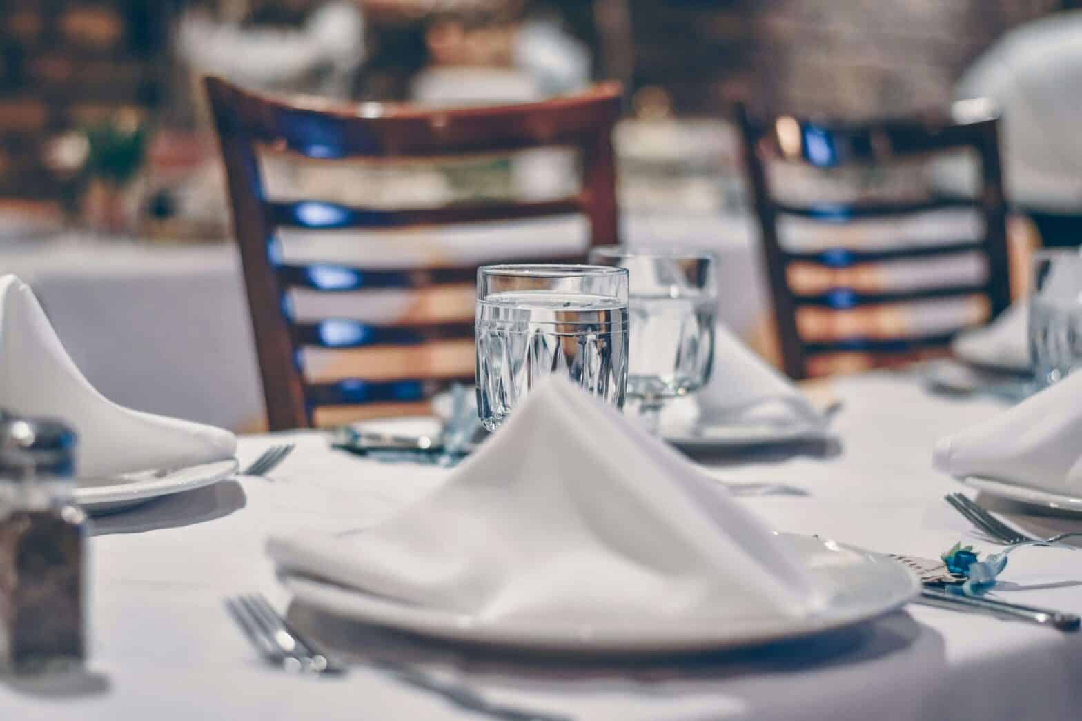 A restaurant table setting