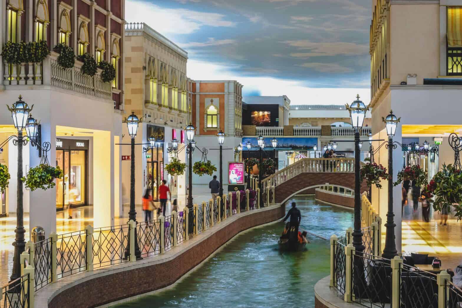 The canals in the Villaggio Mall in Doha perfect for an escort date