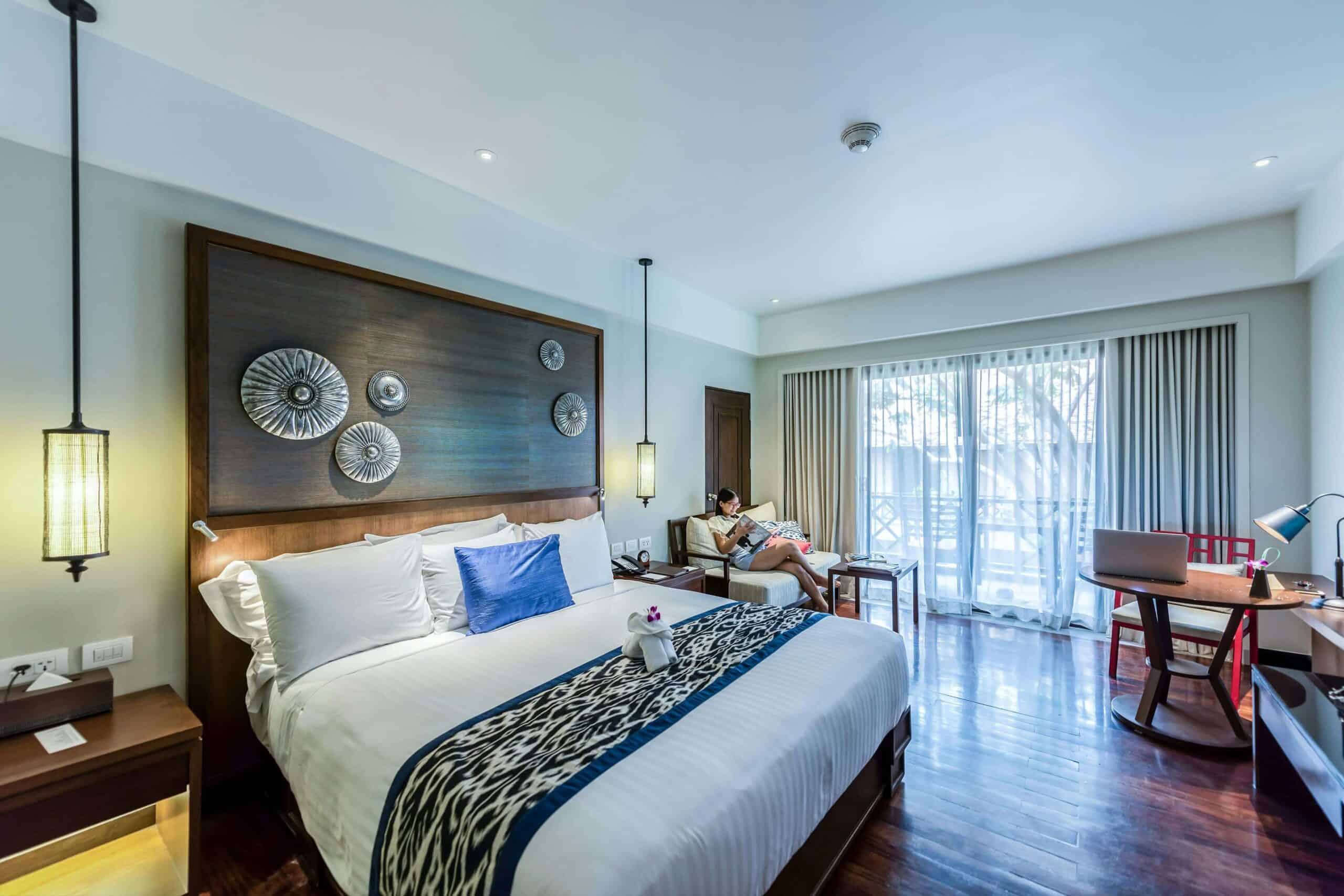 a luxury hotel room