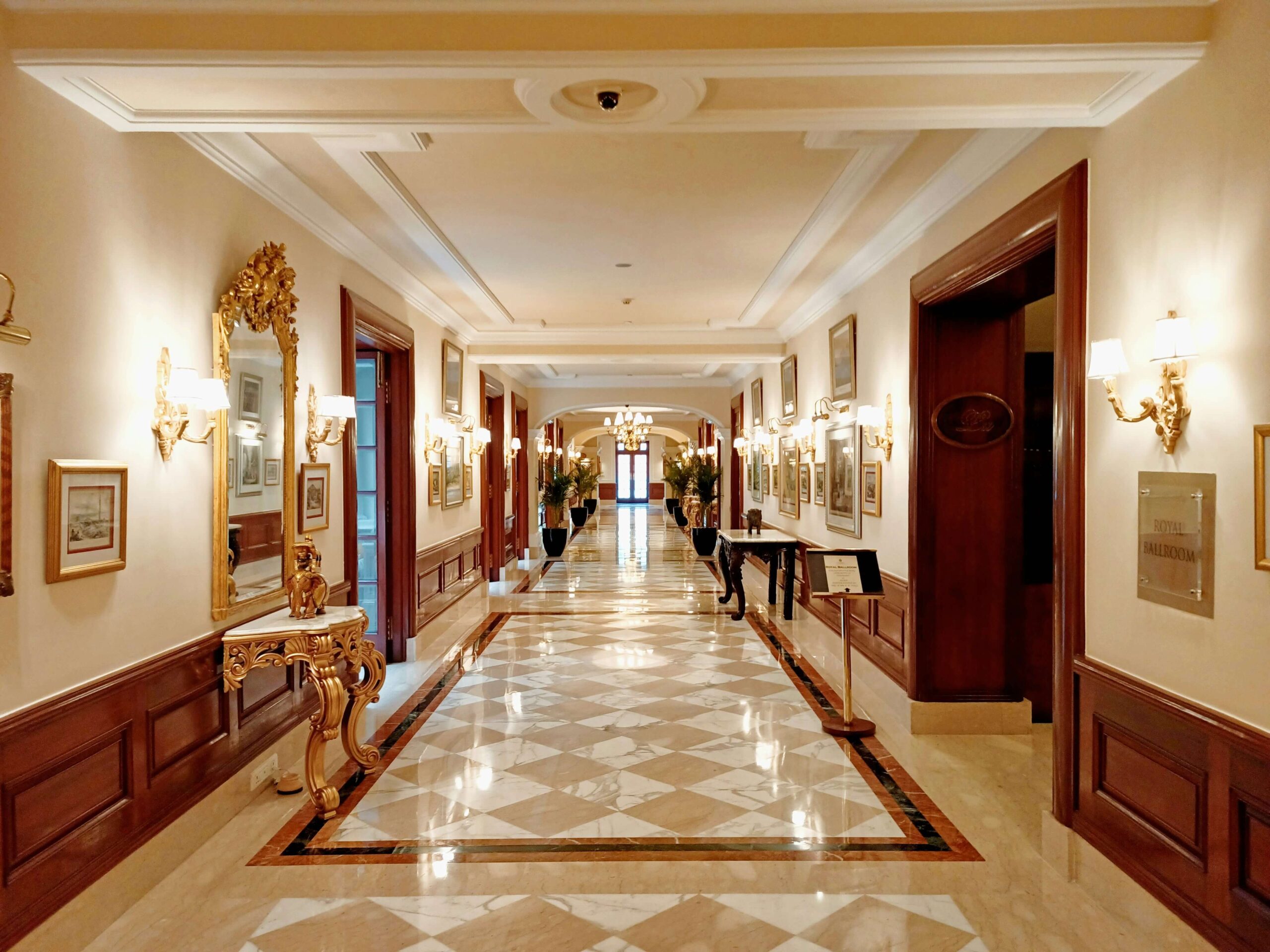 a high-end hotel corridor