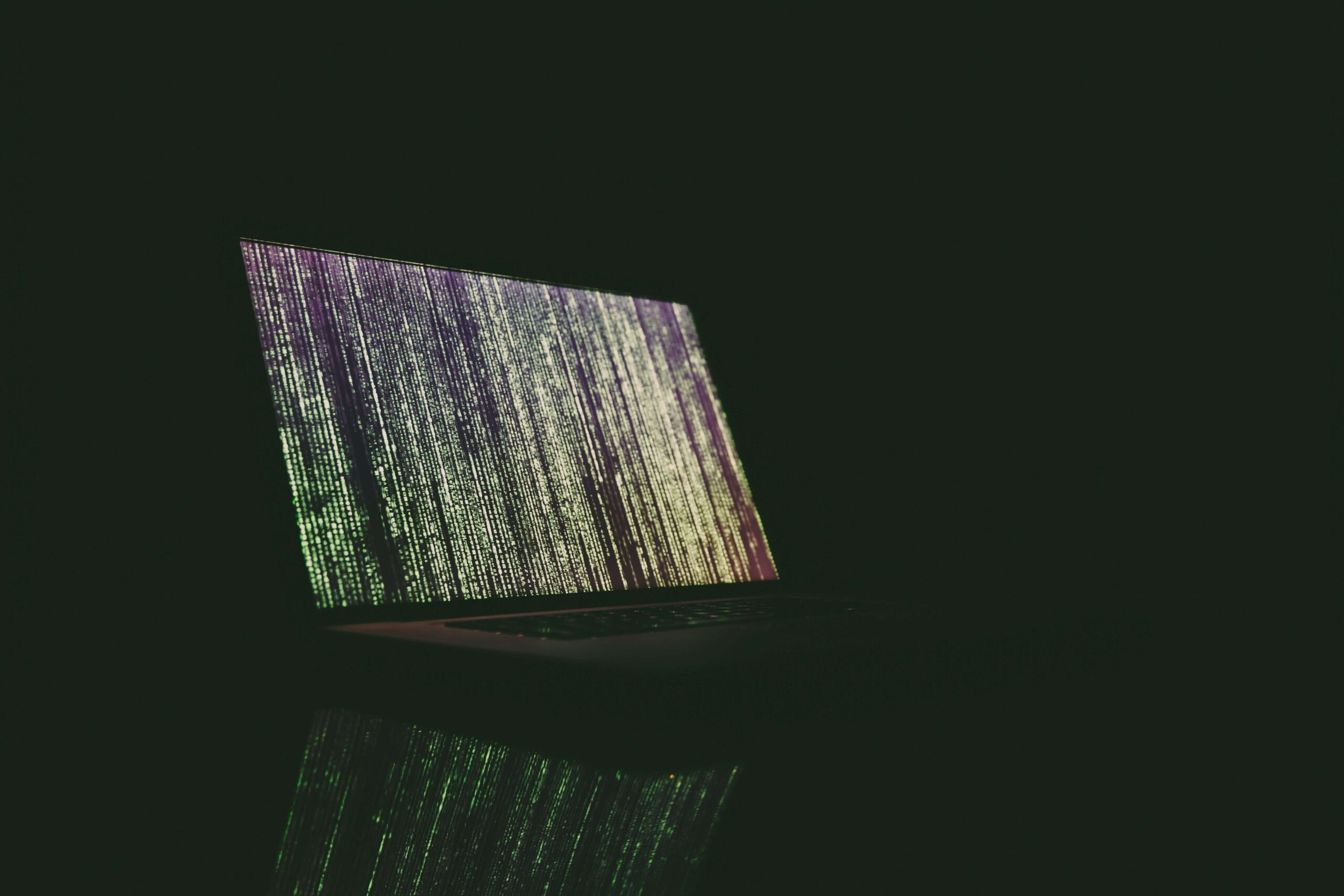 a laptop screen with encrypted information