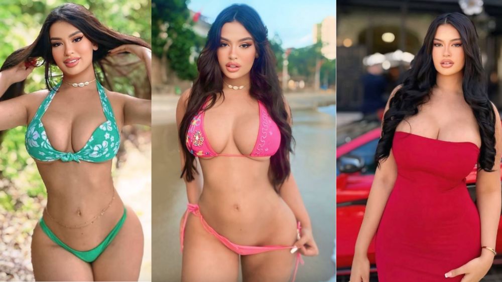 photos of Alina in bikinis and a dress